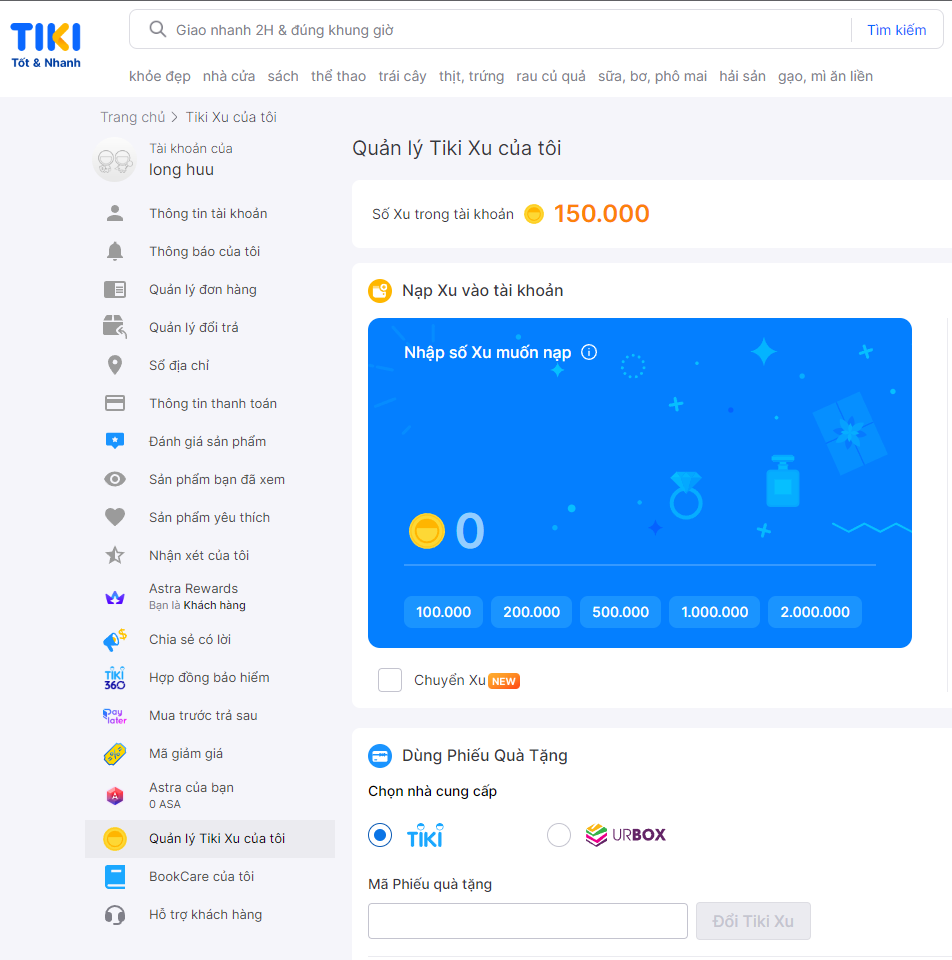 PHẦN MỀM: NẠP XU TIKI